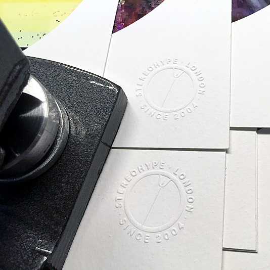 Embossed Stereohype Seal, Button Badge Motif Print
