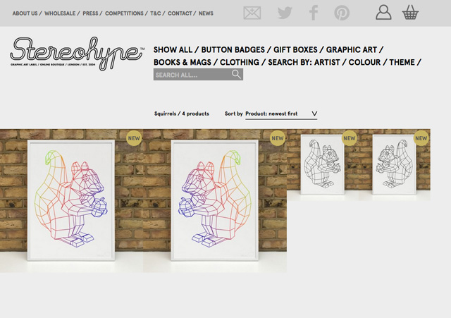 New Stereohype Squirrel mascot prints