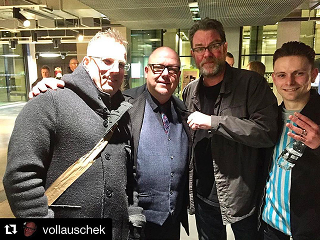 Vaughan Oliver, Frank Black (Black Francis, Charles Thompson), Callum Oliver, Tomi Vollauschek group picture