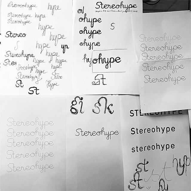 Stereohype logo sketches, 2004